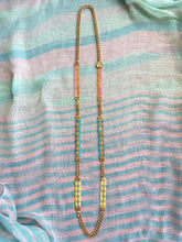 Load image into Gallery viewer, Soleil Skinny Long Beaded Necklace - Pink, Yellow, Turquoise and Gold
