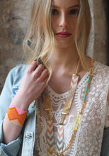 Load image into Gallery viewer, Soleil Skinny Long Beaded Necklace - Pink, Yellow, Turquoise and Gold