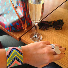 Load image into Gallery viewer, XO Acapulco Tribal Print Bracelet - White / Khaki