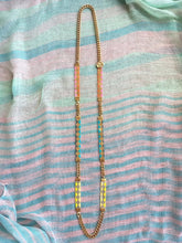 Load image into Gallery viewer, Soleil Skinny Long Beaded Necklace - Pink, Yellow, Turquoise and Gold
