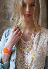 Load image into Gallery viewer, Soleil Skinny Long Beaded Necklace - Pink, Yellow, Turquoise and Gold
